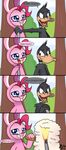  bang blue_eyes bunny_suit bunnysuit carrot clothed clothing comic crossover daffy_duck dialog dialogue duck english_text equine female feral friendship_is_magic fur gun hair horse looney_tunes male mammal my_little_pony outside pink_fur pink_hair pinkie_pie_(mlp) pony ranged_weapon sky smoke solar-slash text tree warner_brothers weapon wood 