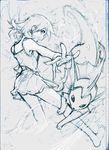  bare_shoulders barefoot blue gen_1_pokemon kasumi_(pokemon) open_mouth poke_ball pokemon pokemon_(creature) pokemon_(game) sei_jun short_hair sketch skirt tank_top vaporeon waist_poke_ball water 