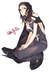  bad_id bad_pixiv_id black_eyes black_hair breasts cape caster_(fate/zero) cleavage dress fate/zero fate_(series) genderswap genderswap_(mtf) highres jotman long_hair medium_breasts solo 