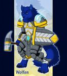  armor blue blue_eyes blue_fur canine essenceofrapture eyewear fur glasses male mammal paladin shield wolf wolfen 