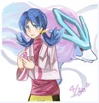  bad_id bad_pixiv_id bangs bike_shorts blue_eyes blue_hair crystal_(pokemon) dated earrings gen_2_pokemon holding jewelry looking_at_viewer negocan open_mouth pokemon pokemon_(creature) pokemon_special star star_earrings suicune twintails 