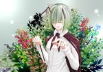  absurdres antennae cape closed_eyes conductor flower green_hair highres mikoma_sanagi open_mouth shirt short_hair solo touhou wings wriggle_nightbug 