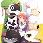  animal_costume cow_costume maid maid_headdress meow_(nekodenki) original pointy_ears red_eyes red_hair short_hair 