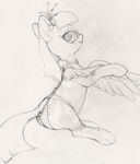  ecmajor equine female feral friendship_is_magic hooves horse legwear lingerie looking_at_viewer mammal monochrome my_little_pony panties pegasus plain_background pony smile solo stockings underwear white_background wings 