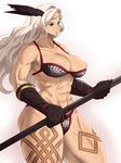  amazon amazon_(dragon&#039;s_crown) amazon_(dragon's_crown) blonde_hair breasts curvy dragon&#039;s_crown dragon's_crown feathers gloves green_eyes hair_feathers kuruta large_breasts lips long_hair muscle sketch tattoo thick_thighs thighs toned 
