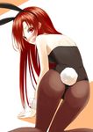  all_fours animal_ears ass blush bunny_ears bunny_girl bunny_tail bunnysuit fang from_behind kauto kushia_microphylla long_hair looking_back open_mouth original pantyhose red_eyes red_hair solo tail tears wrist_cuffs 