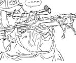  aiming bb_(baalbuddy) blazblue greyscale gun hat long_hair monochrome rifle scope sketch sniper_rifle solo tsubaki_yayoi weapon 