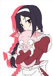  1girl accel_world arita_haruyuki black_hair blood_leopard braid kakei_mihaya maid oukasirayami pig red_eyes 