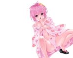  blush japanese_clothes momo_velia_deviluke no_bra panties pink_hair pussy_juice to_love_ru to_love_ru_darkness underwear wayway white 