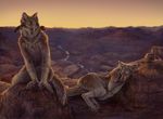  duo feather female jewelry looking_at_viewer male mammal nude rayndancer river rocks sitting sleeping were werewolf wolf yellow_eyes 