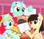  artist blue_eyes brown_eyes brown_hair creating_art desk drawing equestria-prevails equine female feral friendship_is_magic hair hi_res horn horse human lyra_(mlp) lyra_heartstrings_(mlp) mammal my_little_pony paper pegasus pencil pony snowdrop_(mlp) sticky_note storyboard two_tone_hair unicorn wild_fire_(mlp) wings 