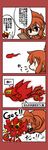  1girl ^_^ bird closed_eyes comic creature eyebrows fang hair_up highres mask oono_mayu open_mouth pixiv_azriel red_eyes red_hair smile solid_circle_eyes talons translation_request wavy_mouth yanagi_(nurikoboshi) |_| 