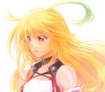  ahoge bad_id bad_pixiv_id bare_shoulders blonde_hair gradient_hair green_hair long_hair milla_maxwell multicolored_hair red_eyes solo tales_of_(series) tales_of_xillia ume_(plumblossom) 