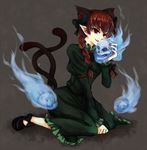  animal_ears bad_id bad_pixiv_id braid cat_ears cat_tail extra_ears kaenbyou_rin long_hair long_sleeves manasseh multiple_tails open_mouth pointy_ears puffy_sleeves red_eyes red_hair solo spirits tail touhou twin_braids 