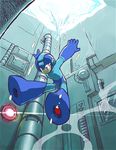  blue_eyes bubble coramune helmet male_focus rockman rockman_(character) rockman_(classic) solo splashing underwater water 