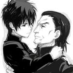  bad_id bad_pixiv_id child fate/zero fate_(series) father_and_son kotomine_kirei kotomine_risei male_focus monochrome multiple_boys younger zangyo7 