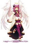  angel_wings boots ciel_(spectral_souls) coat full_body hair_rings hirano_katsuyuki official_art pink_hair purple_legwear purple_skirt red_eyes short_hair skirt smile solo spectral_(series) spectral_souls thigh_boots thighhighs twintails white_background wings 