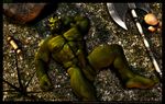  5_toes abs anthro axe balls biceps big_muscles big_penis cgi darkviper199027 erection facial_piercing fangs green_skin hairy human_feet lying male muscles nipples nose_piercing nose_ring nude orc pecs penis piercing pose precum solo tattoo toes uncut weapon 