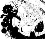  arm_warmers clenched_teeth eyebrows fingernails greyscale high_contrast iroyopon looking_at_viewer mizuhashi_parsee monochrome pointy_ears sad short_hair silhouette solo tears teeth thick_eyebrows touhou 