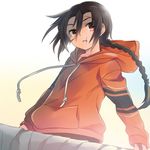  black_hair braid brown_eyes hood hoodie khamsin_nbh'w long_hair male_focus scar shakugan_no_shana tachitsu_teto 