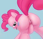  anus blue_eyes blush butt cutie_mark equine female feral friendship_is_magic hair horse looking_at_viewer looking_back mammal masturbation my_little_pony nude open_mouth orgasm pink_hair pinkie_pie_(mlp) ponekone pony pussy pussy_juice solo tongue tongue_out 