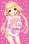  blonde_hair blush futaba_anzu idolmaster idolmaster_cinderella_girls plush sakuro shorts striped stuffed_toy twintails 