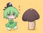  bad_id bad_pixiv_id chocolate dress ghost_tail green_dress green_eyes green_hair hat heart himegi kinoko_no_yama multiple_tails soga_no_tojiko solo tail tate_eboshi tongue tongue_out touhou 