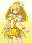  bike_shorts blonde_hair bow bowtie brooch choker cure_peace gradient gradient_background hair_flaps jewelry kise_yayoi long_hair magical_girl ntk_51 precure shorts shorts_under_skirt skirt smile smile_precure! solo white_background wrist_cuffs yellow yellow_background yellow_bow yellow_eyes yellow_shorts yellow_skirt 