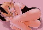 animal_ears bad_id bad_pixiv_id bare_legs bare_shoulders blonde_hair bunny_ears bunny_tail bunnysuit green_eyes looking_at_viewer lying mizuhashi_parsee on_side pointy_ears safai short_hair solo tail touhou 