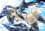  ass bikini blue_eyes gray_hair mamuru mechagirl original panties short_hair striped_panties swimsuit sword thighhighs underwear weapon 