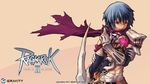  armor blue_hair eremes_guile highres male_focus myung-jin_lee official_art ragnarok_online_2:_legend_of_the_second scar scarf solo wallpaper weapon 