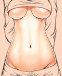  asamura_hiori breasts groin head_out_of_frame highres medium_breasts midriff navel original revealing_clothes shirt_lift sketch solo underboob 