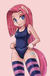  anthrofied blue_eyes cutie_mark equine female friendship_is_magic hair horse human humanized looking_at_viewer mammal my_little_pony one-piece_swimsuit pink_hair pinkamena_(mlp) pinkie_pie_(mlp) plain_background pony pull shepherd0821 smile socks solo straight_hair swimsuit 