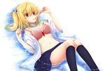  :p bad_id bad_pixiv_id black_legwear blonde_hair bra character_request copyright_request food hair_ornament kneehighs liong lying navel off_shoulder on_back open_clothes open_shirt panties partially_submerged pleated_skirt popsicle school_uniform shirt short_hair skirt solo strap_slip tongue tongue_out underwear water wet wet_clothes yellow_eyes 