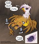  amber_eyes avian bandage beverage blood bottle brown_fur bruise comic english_text female feral friendship_is_magic fur gilda_(mlp) gryphon my_little_pony niban-destikim solo tears text wings 