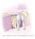  anus blonde_hair butt cutie_mark derpy_hooves_(mlp) english_text equine eyes_closed female feral friendship_is_magic hair horse long_hair mammal my_little_pony pegasus pony pussy solo text v-invidia wings 