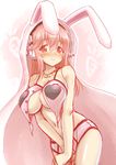  3: animal_ears blush breasts bunny_ears cape cleavage fake_animal_ears guitar headphones heart highres instrument jewelry large_breasts long_hair looking_at_viewer midriff navel necklace nitroplus no_bra okitakung open_clothes open_shirt panties pink_eyes pink_hair pink_panties shirt solo star super_sonico underboob underwear v_arms wavy_mouth 