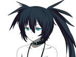  aqua_eyes black_hair black_rock_shooter black_rock_shooter_(character) choker collarbone face gazacy_(dai) long_hair ringed_eyes short_hair solo twintails white_background 