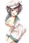  bad_id bad_pixiv_id breast_lift breasts cleavage crossed_arms from_above full_body hat kneeling large_breasts murasa_minamitsu no_bra sailor samegami solo touhou transparent_background 