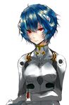  ayanami_rei bad_id bad_pixiv_id blue_hair bodysuit breasts medium_breasts neon_genesis_evangelion plugsuit red_eyes short_hair sketch skin_tight solo white_bodysuit yuuti 