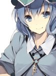  bad_id bad_pixiv_id blue_eyes blue_hair face hat hijiri_(resetter) kawashiro_nitori key light_smile looking_at_viewer short_hair smile solo touhou two_side_up wet 