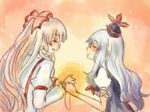  bad_id bad_pixiv_id closed_eyes fujiwara_no_mokou happy kamishirasawa_keine kuroshiro@irariku long_hair multiple_girls profile red_string string touhou 