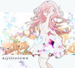  aonoe bad_id bad_pixiv_id closed_eyes dress headphones long_hair megurine_luka pink_hair smile solo vocaloid 