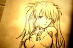  gangan graphite_(medium) long_hair monochrome neon_genesis_evangelion plugsuit rebuild_of_evangelion sepia shikinami_asuka_langley sketch solo souryuu_asuka_langley traditional_media 