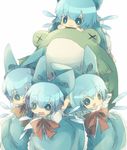  bad_id bad_pixiv_id blue_eyes blue_hair bow chibi cirno clone frog hair_bow masirosu multiple_girls short_hair touhou wings x_x 