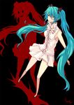  :&gt; alternate_costume bad_id bad_pixiv_id bangs bare_shoulders blue_eyes blue_hair bow dress hatsune_miku long_hair shadow solo ten-chan_(eternal_s) twintails very_long_hair vocaloid 