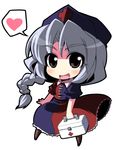  braid chibi first_aid_kit hat heart long_hair nurse_cap ponytail rikumaru solo spoken_heart touhou white_hair yagokoro_eirin 