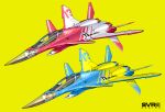  absurdres aircraft airplane asterozoa cockpit commentary engine english_commentary fighter_jet highres military_vehicle no_humans original vehicle_focus yellow_background 