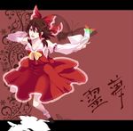  bow bug butterfly detached_sleeves hair_bow hakurei_reimu insect narumi_yuka red_eyes solo touhou 