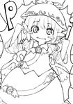  animal_ears blush_stickers clenched_hands greyscale happy hat lineart monochrome mystia_lorelei no_nose short_hair solo touhou transparent_background wings yunuki_uta 